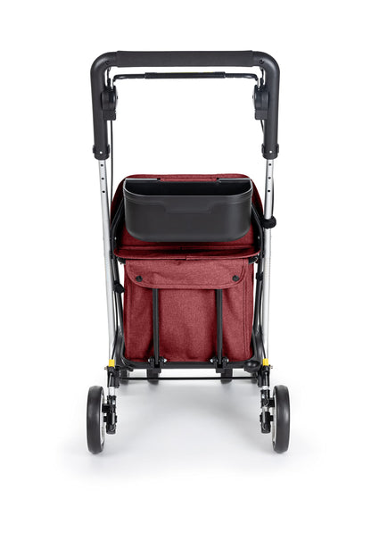 Carlett - Lett800 Comfort Move | Shopping Trolley | 4-Wheel Folding Shopping Cart | Class I Medical Device | Detachable Bag 29 l/15 kg | Rollator with Seat | Storage Compartment | Red.
