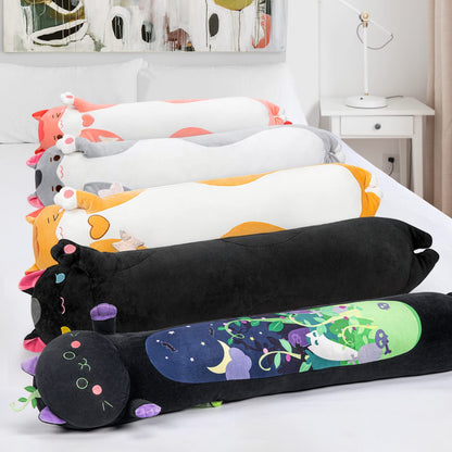 Mewaii 50CM mint cat plush toy, cute cat plush pillow, black fabric long cat stuffed animal toy cuddle pillow gift