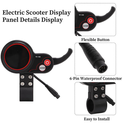 GAESHOW Scooter Display Panel, Electric Scooter LCD Display, 48V TF-100 Display 6 Pin Communication Instrument, Accelerator Cycling Electric Scooter for M4 Electric Scooter Controller (A)