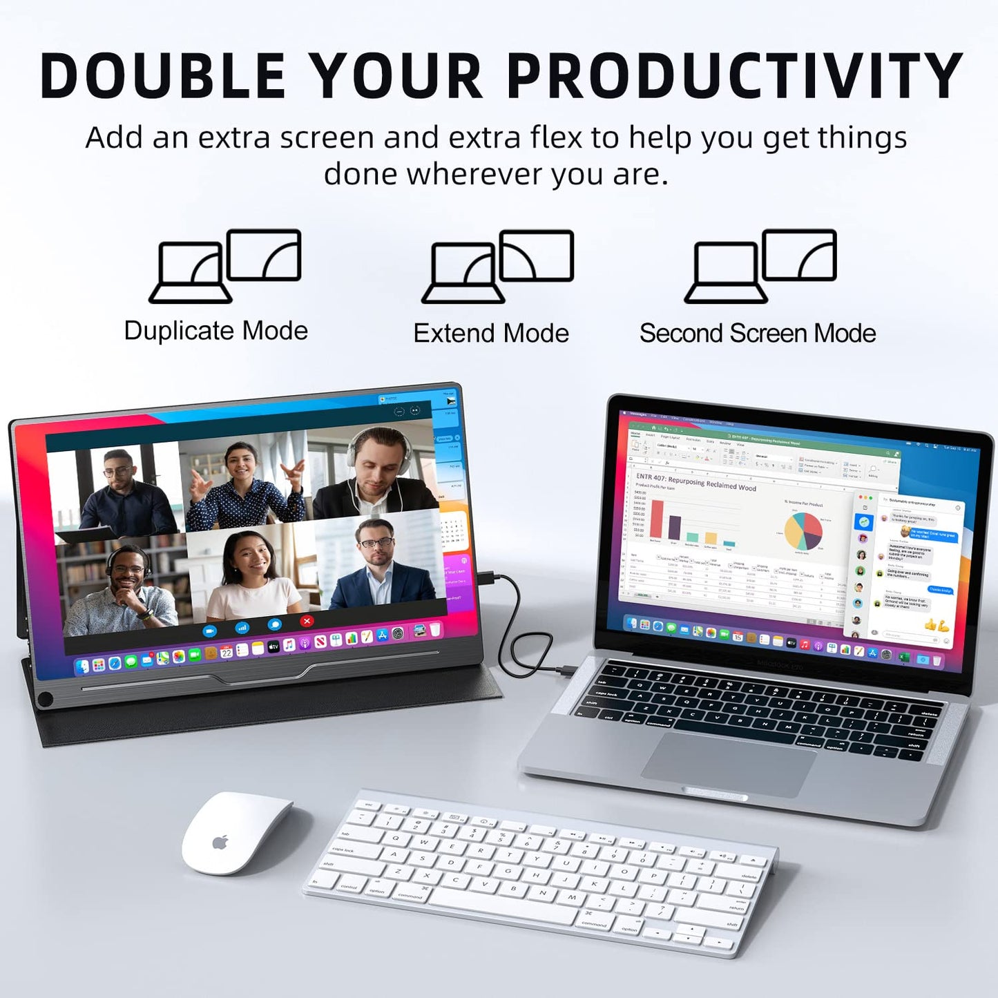 UPERFECT Portable Monitor 15.6 inch, 1920 x 1080 Full HD IPS Screen with HDMI USB C for Laptop PC Mobile Phone PS4/5 Switch. Includes protective case, VESA compatible, Black.