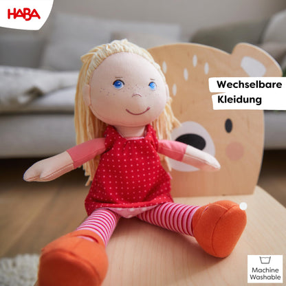HABA Fabric Doll Annelie - Soft doll with hair for styling - With interchangeable clothing - From 18 months - 30 cm - Washable - 1302108001