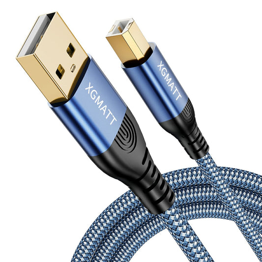 3M USB Printer Cable, USB A to USB B, USB 2.0 High-Speed Type B Cable compatible with Lexmark, Dell, HP, Canon, Epson, Xerox, Brother, DAC, and more, Blue