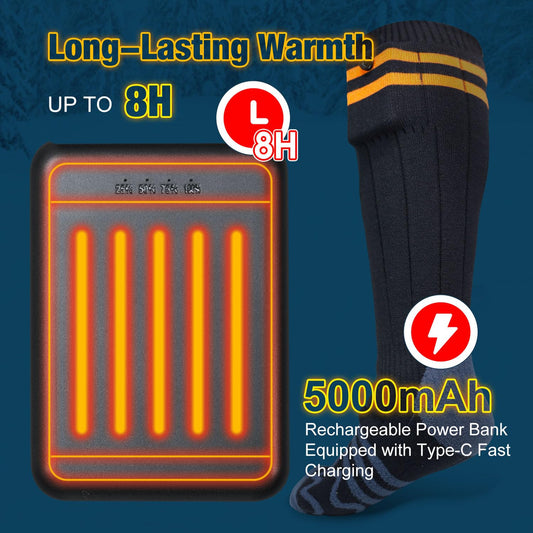 Heated socks, 5000mAh rechargeable heated socks with 4 temperatures, washable electric foot warmers for skiing/cycling/fishing/camping, unisex heated socks 36-46.