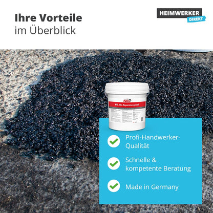 1x Alfa Repair Asphalt 25 kg professional quality cold asphalt with grain size 0 to 5 mm for patching potholes in a resealable bucket, repair asphalt