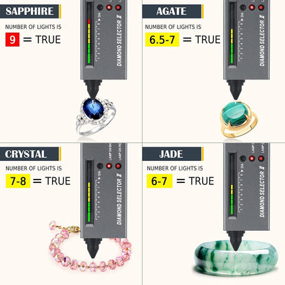 Jewelry tester, gem tester, professional diamond gem selector Portable LED audio diamond tester with Diamond Selector II, Moissanite tester, 2 manuals, 2 trays