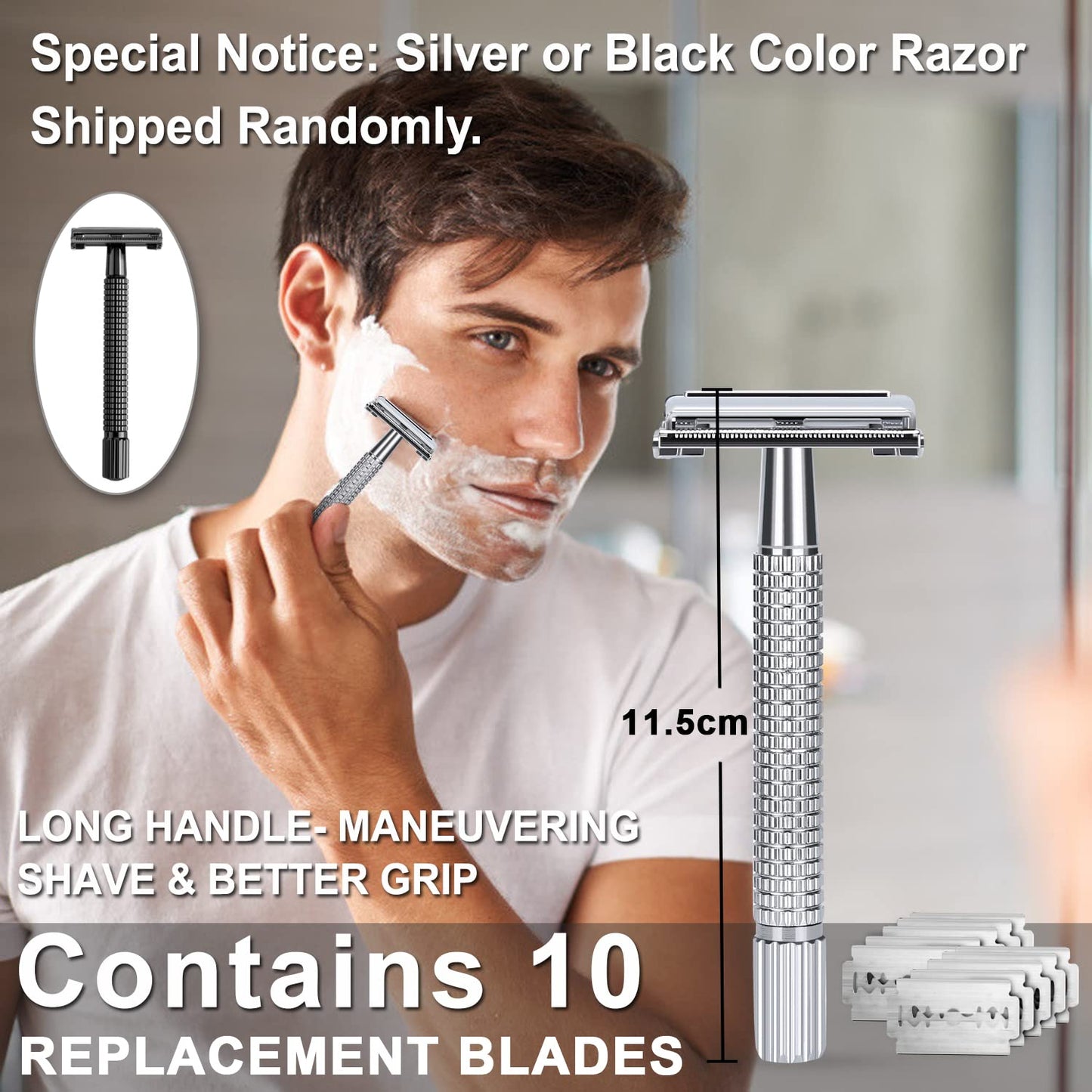Wet Shaving Set for Men includes Safety Razor, Shaving Brush, Shaving Cream, After Shave Balm, Pre Shave, Shaving Bowl, Shaving Apron, Razor Handle Gift Set Men.