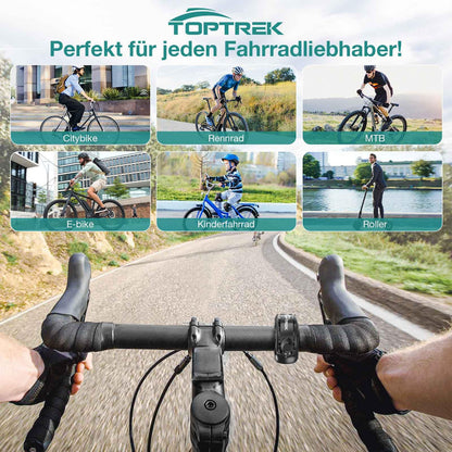 Toptrek bicycle bell for mountain bike, innovative aluminum alloy bike bell, 2024 upgrade 110dB loud bicycle bell, bell for road bike ebike MTB, 22.2-31.8mm handlebar (top0801)