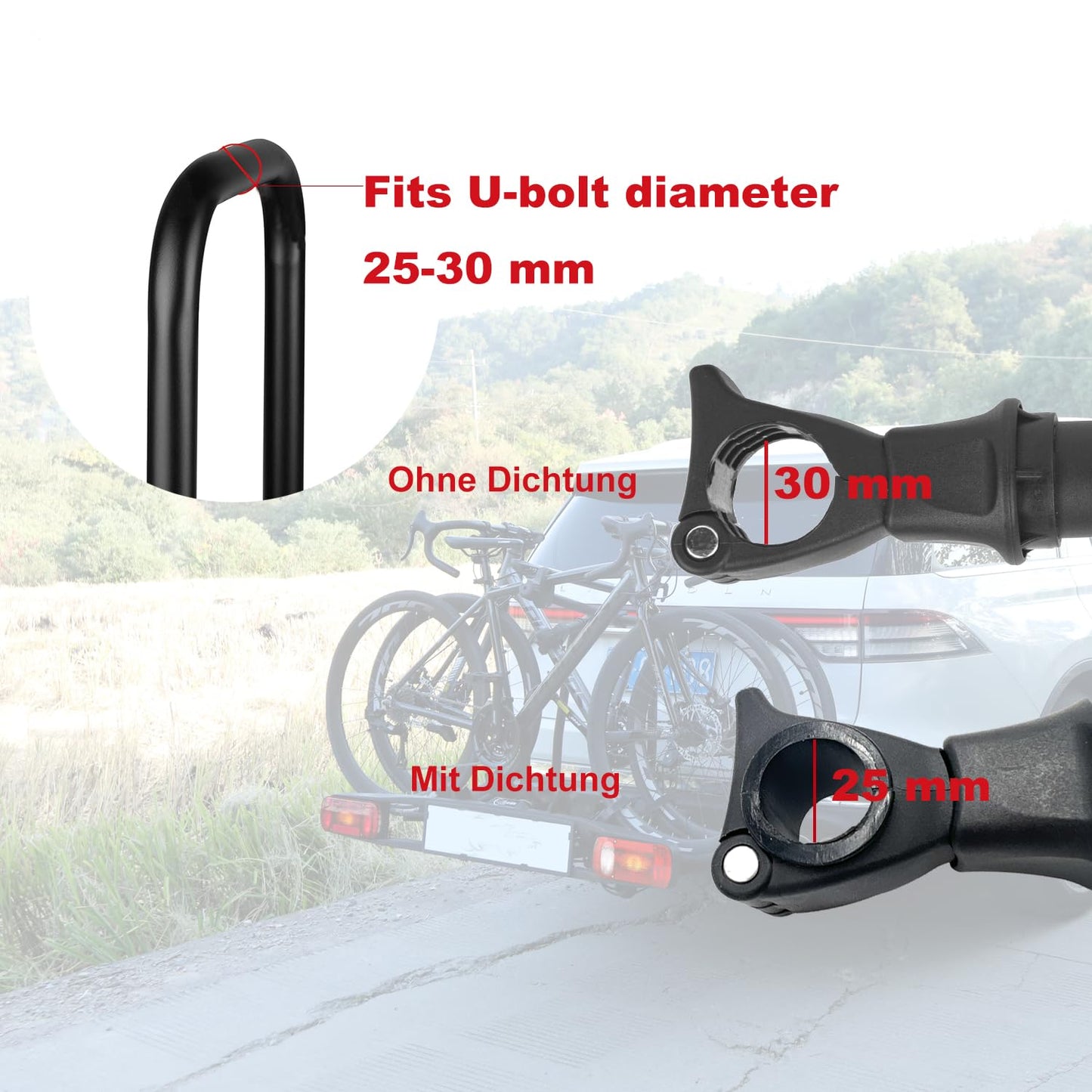 Frame holder, 25cm in length, bike mount bike holder, bike carrier, bike holder mounting clamp for RV, lockable, for U-shaped tube.