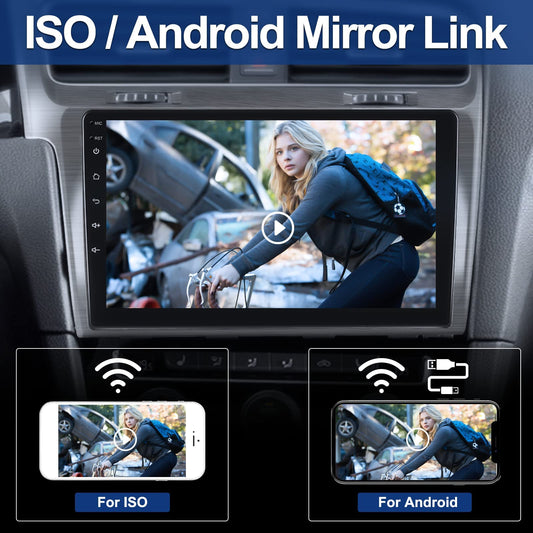 CAMECHO Android car radio with navigation for VW Golf 7 2013-2018, double din car radio 10 inch screen with Bluetooth and USB WiFi FM/RDS MirrorLink + rear view camera