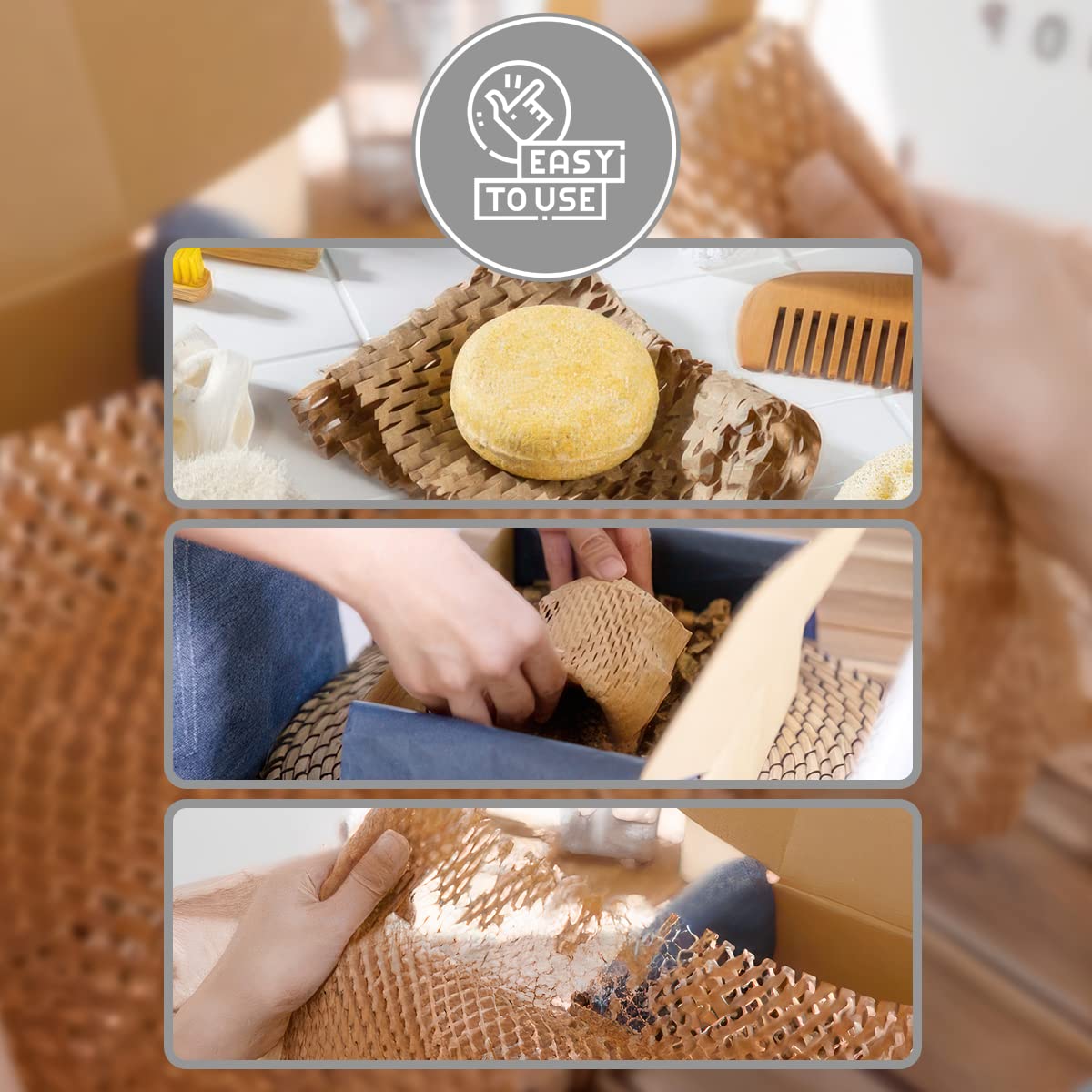 OliveBird honeycomb paper packaging paper 50cmx250 meters (125m²) Packaging material paper roll Fill material packaging roll Kraft paper for moving Shipping packaging Gifts