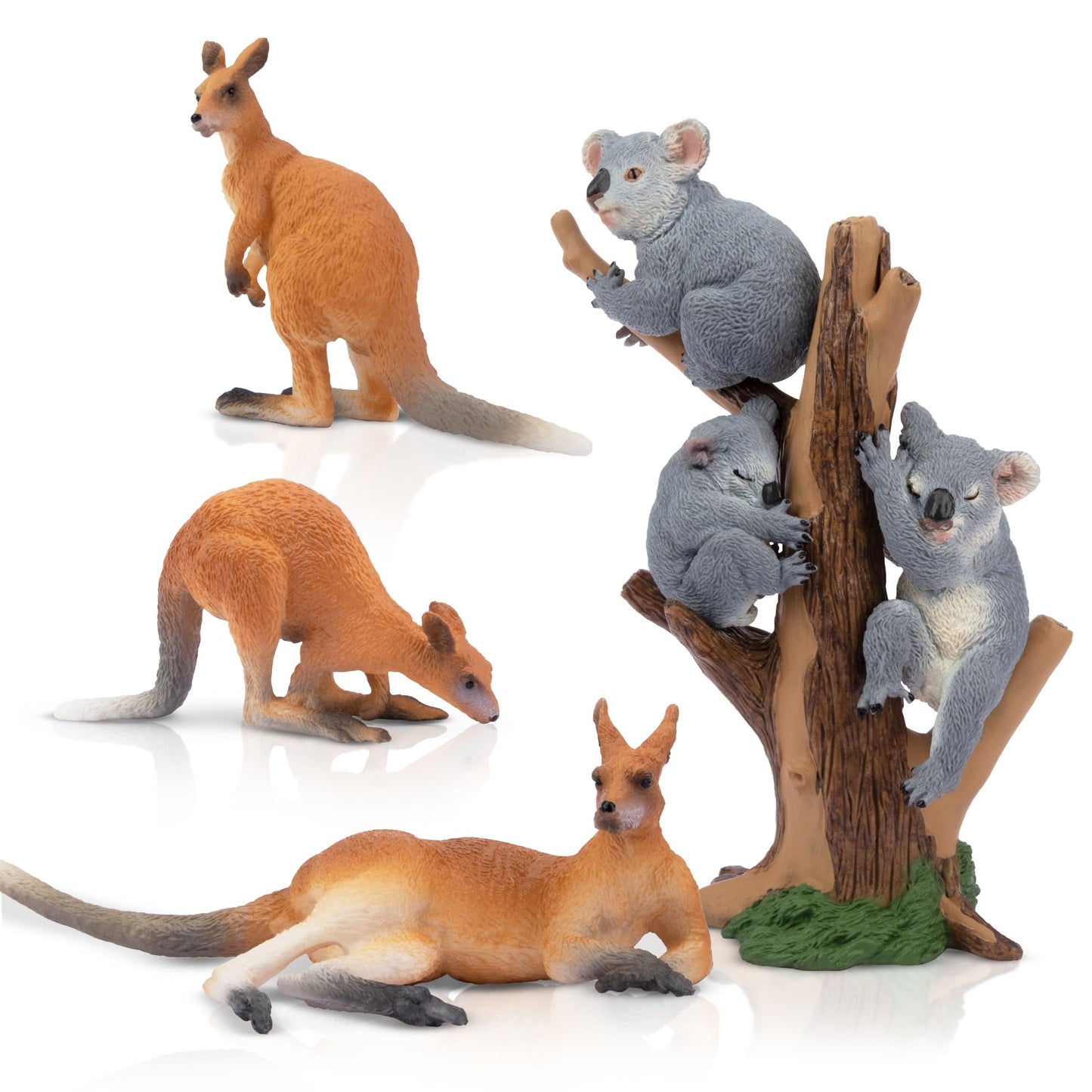TOYMANY 7pcs Australian Wild Animals Figure Set, Safari Playset Jungle Animal Figures Kangaroo Koala Plastic Zoo Jungle Forest Toy for Play or Decoration.
