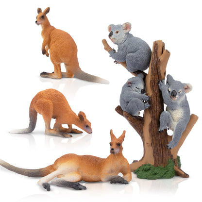 TOYMANY 7pcs Australian Wild Animals Figure Set, Safari Playset Jungle Animal Figures Kangaroo Koala Plastic Zoo Jungle Forest Toy for Play or Decoration.