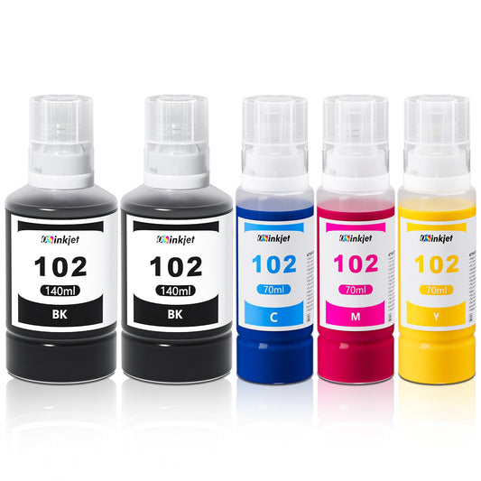 Osinkjet Ink 102 Multipack Compatible for Epson Ecotank ET-2850 ET-4750 ET-4850 ET-2750 ET-3750 ET-3850 ET-4856 ET-15000 ET-2700 ET-3700, Printer Cartridges 102 (2 Black, C, M, Yellow)