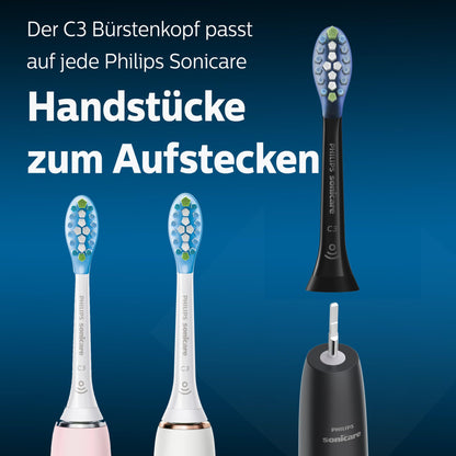 Philips Sonicare Original C3 Premium Plaque Defense Standard Sonic Toothbrush Heads - 4 Pack in Black (Model HX9044/33)