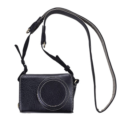 Rieibi GR II bag vintage PU leather camera case for GR II GRII GR2 DSLR camera protective cover with strap black, black, retro style