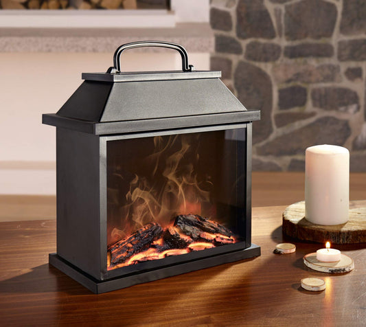 LED fireplace with fascinating flame effect, table fire, tabletop fireplace, battery and USB operated.