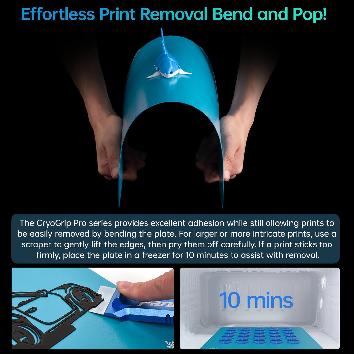 BIQU CryoGrip Pro Frostbite Build Plate for Bambu-Lab H2D 3D printer, cold plate room temperature printing, double-sided rough textured spring steel sheet, 355x346mm