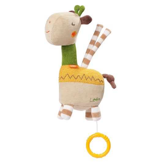 Fehn 059083 Mini Music Box Giraffe Lotta - Cuddly music box with removable music box - Melody "Sleep baby sleep" - With attachment - For babies from 0 months - Size: 20 cm