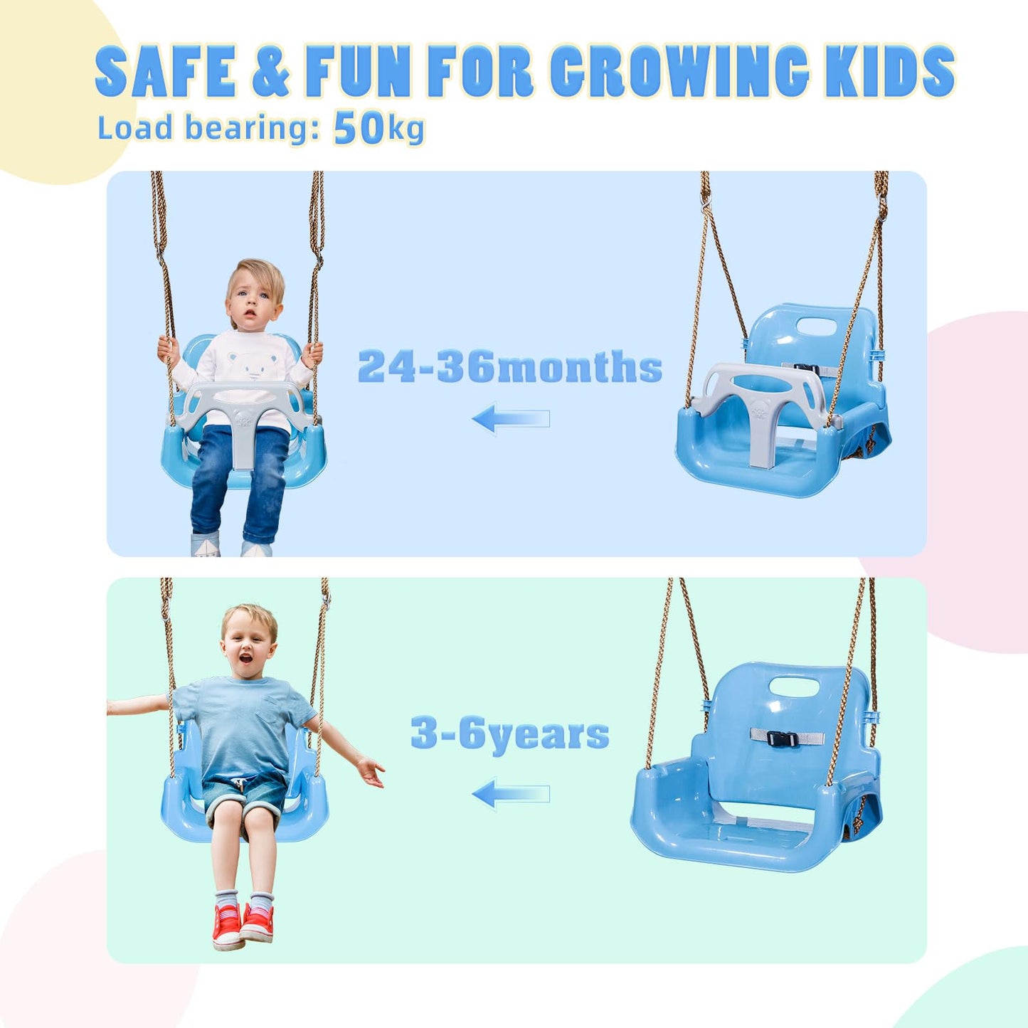 CCLIFE baby swing with swing frame children's swing swing frame outdoor and indoor adjustable from 2 years ZERRO