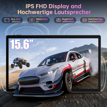 azamp 15.6-inch Android 14 tablet, MES-B3 Large tablet with IPS display, Helio G99 Octa-Core, 6GB RAM+128GB ROM (expandable to 1TB), 12000mAh battery, BT5.0, 2.4G/5G WiFi, 32MP camera.