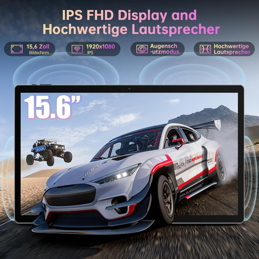azamp 15.6-inch Android 14 tablet, MES-B3 Large tablet with IPS display, Helio G99 Octa-Core, 6GB RAM+128GB ROM (expandable to 1TB), 12000mAh battery, BT5.0, 2.4G/5G WiFi, 32MP camera.