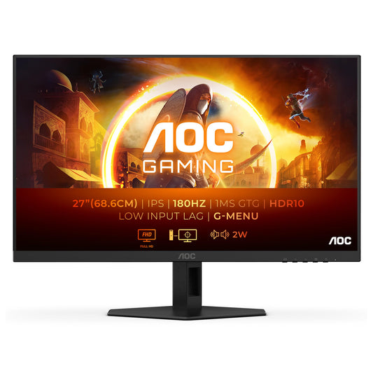 AOC Gaming 27G4XED - 27 inch Full HD monitor, 180 Hz, 1 ms, FreeSync Premium, G-Sync compatible, HDR10 (1920x1080, 2X HDMI 2.0, 1x DisplayPort 1.4) black/gray