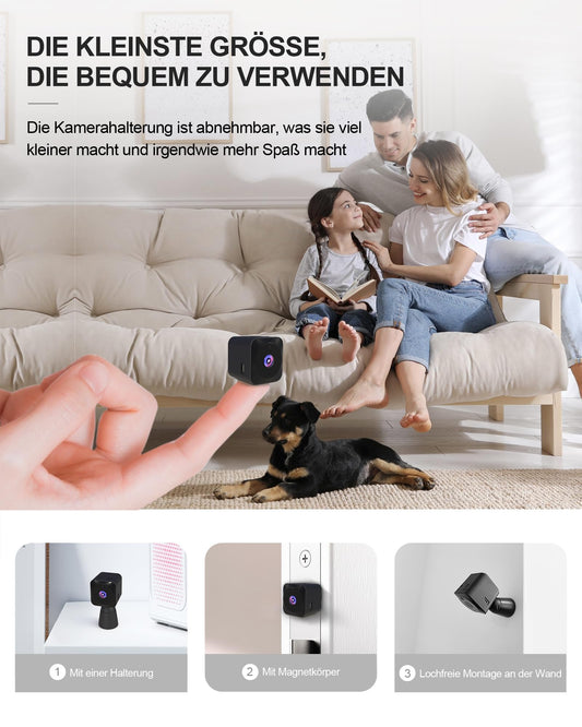 AOBOCAM Mini Camera, 4K Indoor WiFi Surveillance Camera (2.4GHz) with Battery - Motion Detection/Night Vision/Cloud Storage/APP (Q18)