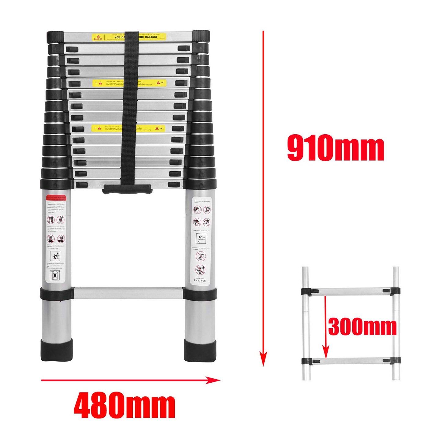 Multipurpose ladder 4.4m telescopic ladder aluminum folding ladder Non-slip Extendable Sturdy Step ladder 150 kg/330 lbs capacity