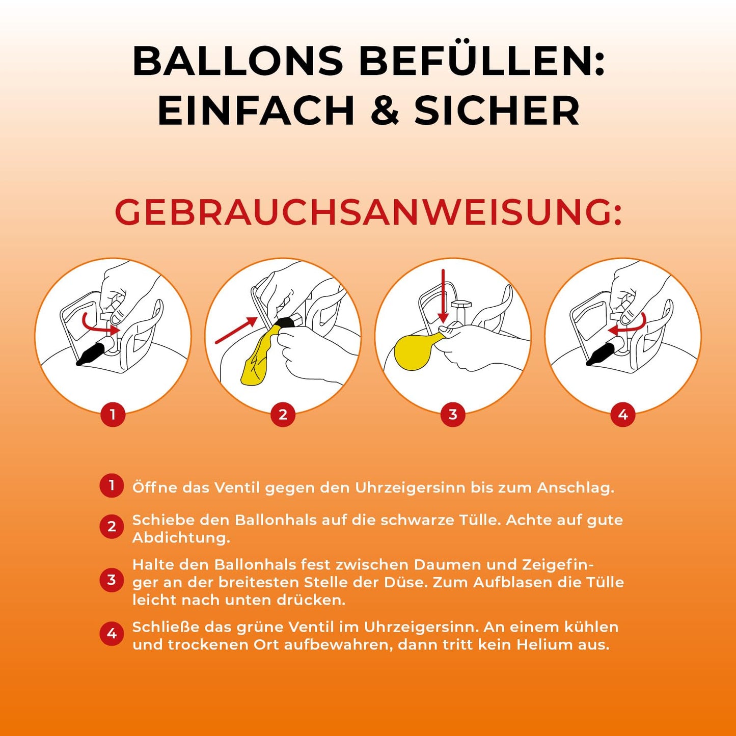 Happy Helium® Balloon Gas Helium for 50 balloons | Helium gas with filling valve - Balloon Gas 400 liters (0.4 m³) for birthday, wedding, party.
