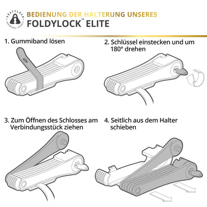 FoldyLock Elite bike lock with key - Patented folding lock with mounting bracket - Sold Secure Gold winner bicycle accessory - High security for city bikes and eBikes - 110 cm