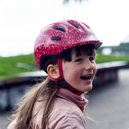 ABUS Children's Helmet Smiley 2.0 - Sturdy bike helmet for girls and boys - Red with heart pattern, size S