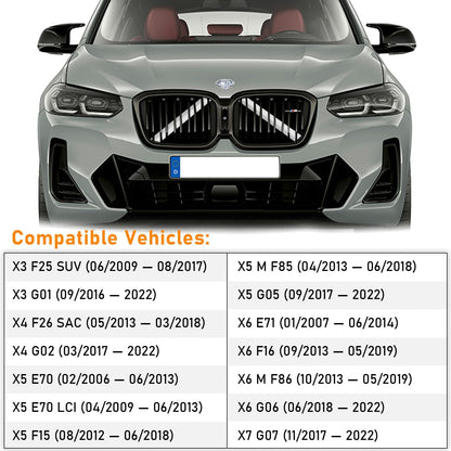TTCR-II 2PCS Front Grille Insert, Stripe Kidney Grille Inserts Trim Compatible with BMW X3 F25 G01/ X4 F26 G02/ X5 E70 F15 F85 G05/ X6 E71 F16 F86 G06/ X7 G07 Grille Stripes (White)