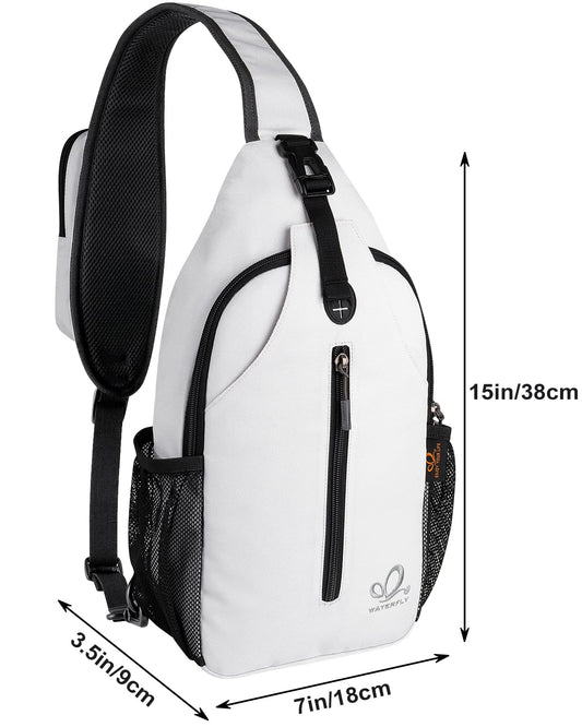 WATERFLY Sling Backpack Shoulder Bag Crossbody Bag Adjustable Strap Hiking Chest Pack for Men and Women