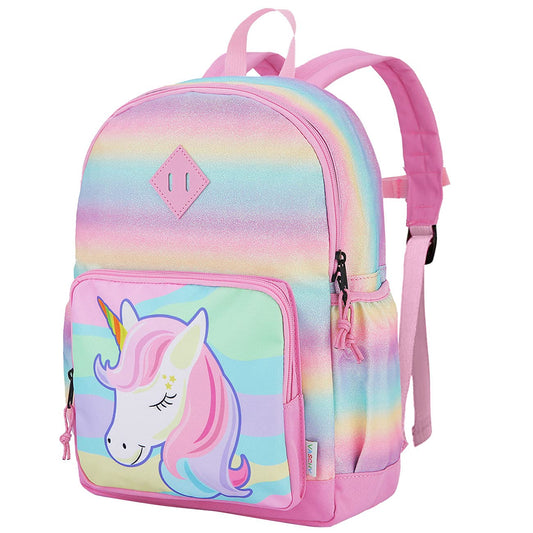 VASCHY backpack for girls, 4-6 years old, school backpack with side pockets and chest strap, 127-Unicorn, one size, cute