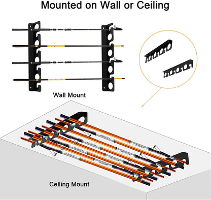 VANROUG acrylic fishing rod holder, wall mount, rod storage organizer for garage, boat, basement, cabin, store, holds 8 rods (2 sets) (2 pieces)