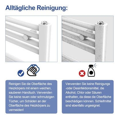 Meykoers electric towel radiator 700 x 400mm with thermostat, bathroom heater in white, 238 watts.