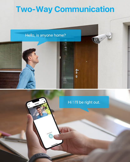 ZOSI 5MP Surveillance Camera Outdoor Set, 16CH 4TB HDD NVR and 8X 5MP PoE IP Outdoor Camera for 24/7 recording, 2-way audio, AI detection, spotlight, and sound alarm.