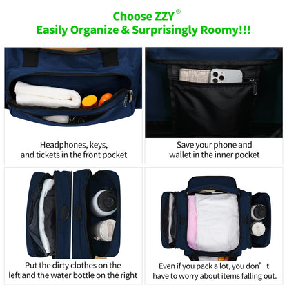 Gym bag travel duffle fitness bag with shoulder strap weekend bag for men and women (navy blue, 40L)