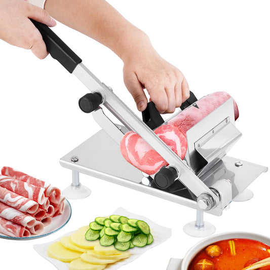 BAOSHISHAN Manual Frozen Meat Slicer 0.5-8mm Adjustable Thickness Meat Slicing Machine for Hotpot Preparation