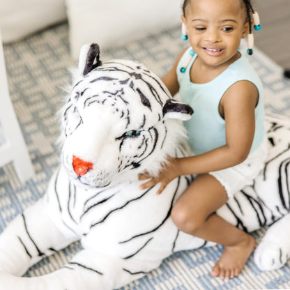 Melissa & Doug 13979 White Tiger Lifelike Plush Toy with Realistic Facial Expression