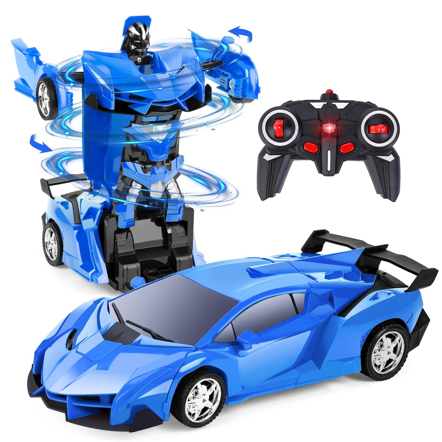 TheDTOY Transformer Toy Remote Control Car for Kids Ages 4-12, 2.4GHz Transforming RC Robot Car, Toy Car Gifts for Boys Girls (Blue)