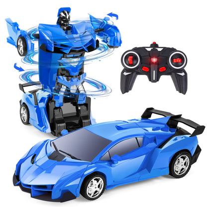 TheDTOY Transformer Toy Remote Control Car for Kids Ages 4-12, 2.4GHz Transforming RC Robot Car, Toy Car Gifts for Boys Girls (Blue)