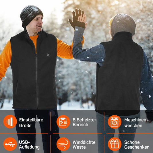 DR.PREPARE Heated Vest Men Fleece Vest Women Heated Vest Adjustable Heated Vest Electric Heated Unisex Fleece Heated Vest Men Women Clothing for Outdoor Travel Sports Leisure Black XL