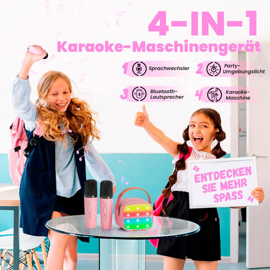 Karaoke machine with 2 karaoke microphones gift girls: [Premium version] Mini karaoke machine for kids with microphone children's day gift toy 3-12 years - birthday gift music speaker