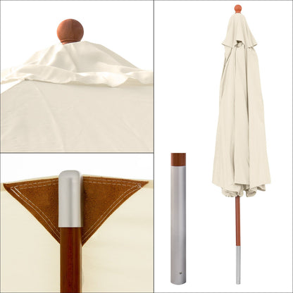 Anndora® sun umbrella wood 3.5 m round garden parasol market umbrella 350 cm - with wind vent - striped green white yellow.