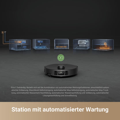 Dream X40 Master Robot Vacuum with Mopping Function, 28cm compact base station, automatic refilling and emptying, intelligent navigation, 12,000Pa strong suction power, self-cleaning mop.