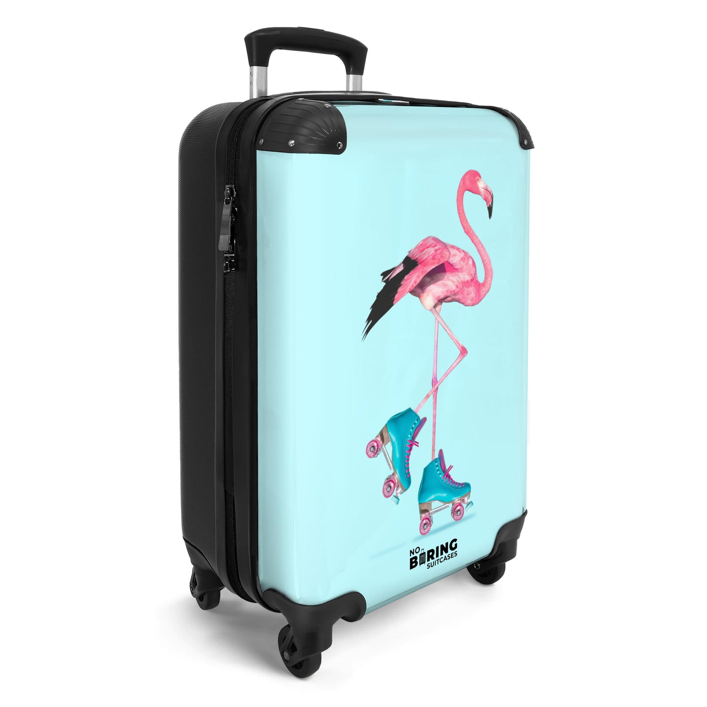NoBoringSuitcases.com® Kids Suitcase Teenage Girls Gifts Trolley Carry-On Suitcase Luggage Children - Flamingo - Pink - Blue - Kids Suitcase Girls, 55x40x20
