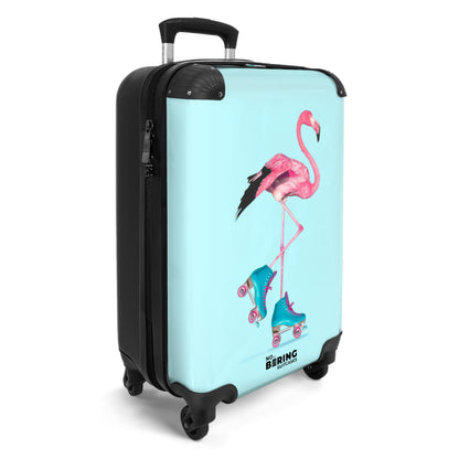 NoBoringSuitcases.com® Kids Suitcase Teenage Girls Gifts Trolley Carry-On Suitcase Luggage Children - Flamingo - Pink - Blue - Kids Suitcase Girls, 55x40x20