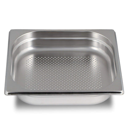 jokobela 2-piece GN container set :: 1x perforated / 1x non-perforated :: suitable for Gaggenau, Miele, and Siemens steam ovens (stainless steel, dishwasher safe, GN 2/3, W 32.5 x L 35.4 x 40mm deep)