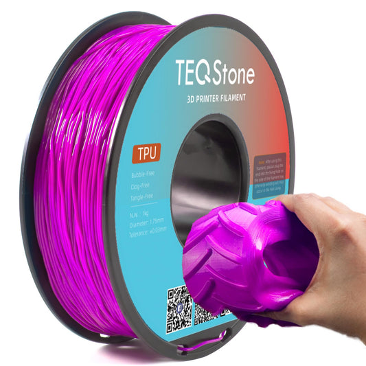 TEQStone TPU filament 1.75mm New Purple 1kg spool 95A Flexible Soft 3D printer filament Accuracy +/-0.03mm Vacuum packed